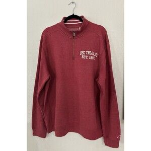 USC Trojans Men’s XL Half Zip Pullover Red Top Sweatshirt 1880 Triblend Sweats